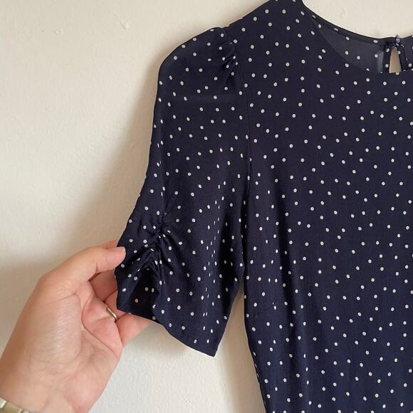 Reformation Gracie Navy Blue Polka Dot Mini Dress SIZE 4 EUC Retro Classic - Picture 7 of 14